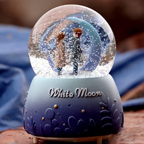 ZHYH אורות צבע יצירתיים צפים פתיתי שלג אור ירח לבן זוג זכוכית כדורי כדורי קופסת מוסיקה טנאבאטה מתנה