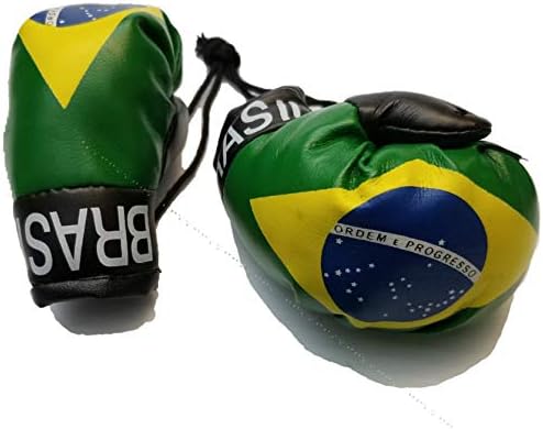 Bunfiers Brasil Flag Mini Banner כפפות אגרוף תלויות מעל מראה אחורי מראה דגל קאנטרי ברזילאי