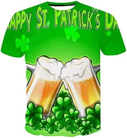 Wocachi St. Patrick's Day's חולצת טריקו לגברים אדמה שרוול קצר שרוול ירוק גרפי צמרות גמדים מצחיקים הדפסת