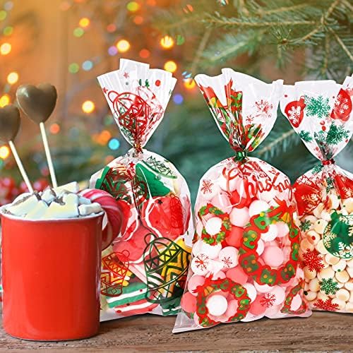 168 יחידות חג המולד סוכריות לטפל שקיות צלופן שקיות, 8 סגנונות סנטה קלאוס, זנגוויל צלמיות עם טוויסט