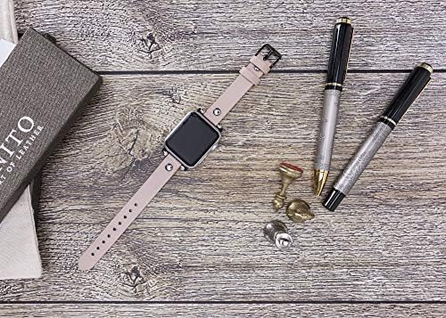 Venito perugia עור Premium עור רצועה רצועה רצועת רצועות עם חתיכות זהב תואמות W/Apple Watch Series 1,2,3,4,5,6,7,