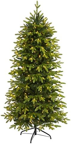 6ft. עץ חג המולד המלאכותי מראה טבעי של בלגיה עם 300 נורות LED ברורות, ירוק