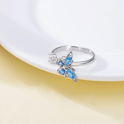 דורונמו טבעות טבעות לנשים מתכווננות 925 טבעת פרפר סטרלינג סטרלינג טבעת טבעות ספינר מרגיעות טבעת