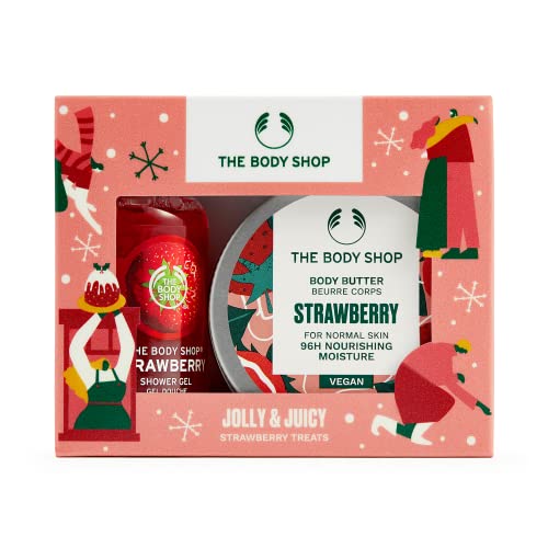 חנות Body Jolly & Juicy Strawberry מטפלת במתנה מתנה, מתנת טיפוח לעור פירותית ומרעננת, 2 פריטים
