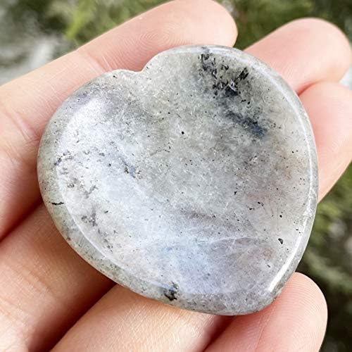 לב אהבת קריסטל אגודל לדאוג אבן כיס פאלם אבנים עבור חרדה טיפול גיאומטריה צ ' אקרה ריפוי רייקי איזון, לבן