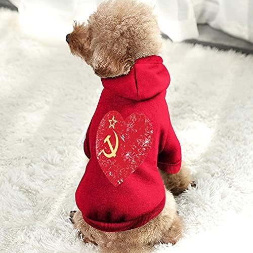CUNVIONSTAR USSR קומוניזם ברית המועצות רטרו דגל רטרו מודפס כלבים עם ברדס מחמד סוודר סווטשירט