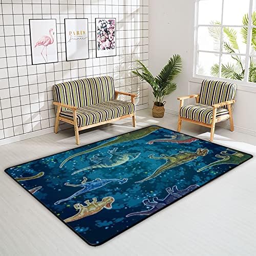זוחל שטיח מקורה משחק מחצלת דינוזאורים קריקטורה צבעונית לסלון חדר שינה משתלת חינוכית חינוכית שטיח שטיח 80x58 אינץ