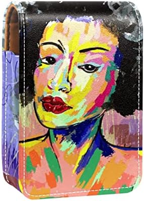 איפור שפתון מקרה שפתון תיק עם מראה נייד שפתון אחסון פאוץ גלוס אחסון ארגונית, שמן ציור יפה אפריקאי אישה