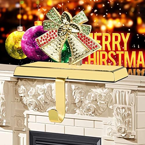 מחזיקי גרב לחג המולד של Mofaabox עבור סט מעטפת של 2, מכיל גרב מכסף וזהב פעמוני חג המולד פעמוני