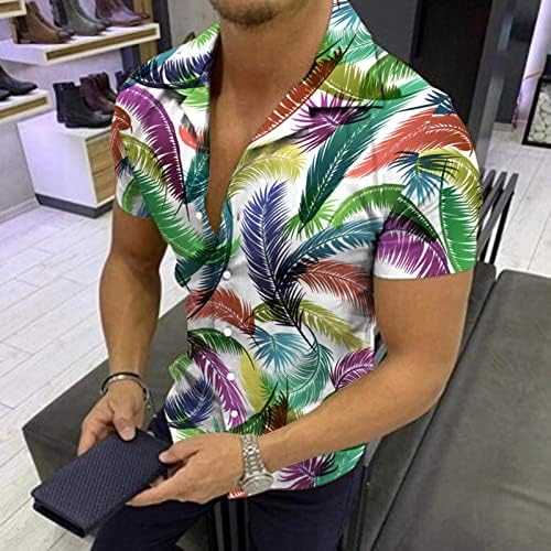 פרוסטלואיני גברים שרוול קצר חולצות הוואי קיץ כפתור מזדמן גרפי טרופי למטה
