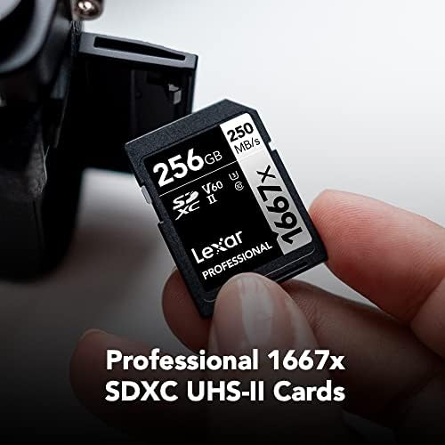 Lexar Professional 1667x 128GB SDXC UHS-II כרטיס זיכרון, C10, U3, V60, Video Full-HD ו- 4K, עד