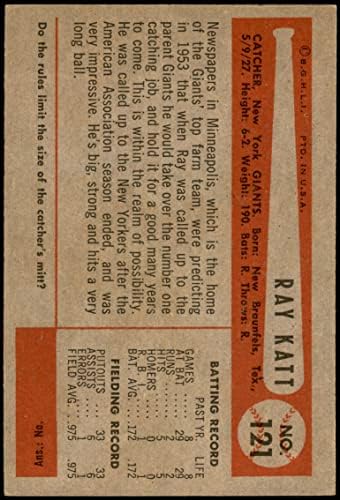 1954 Bowman 121 ריי קאט ניו יורק ענקים VG Giants