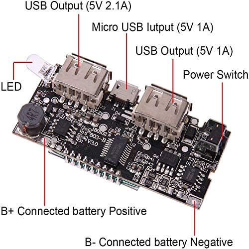 Aoicrie כפול USB 18650 מודול הגנת מטען סוללות 4 יחידות, לוח מודול PCB בנק חשמל, USB 5V 1A 2.1A