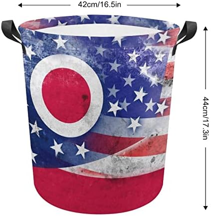 בציר ארהב ומדינת אוהיו דגל גדול סל כביסה עמיד למים סל כביסה מתקפל אחסון סל צעצוע ארגונית