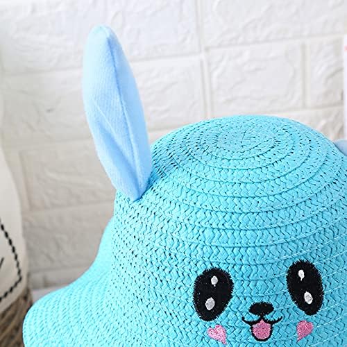 כובעי קש לילדים ארנב אוזניים כובעי קש קיץ עם התאמת אוזניים נעים ומשיכת התלקחות על כובעי חוף לילדים