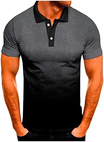 חולצות כושר חדר כושר RTTUIOP גברים שיפוע כפתור שרוול קצר למטה חולצות פולו לחות דש לחות פיתול