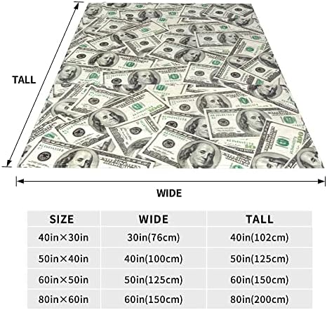 שמיכה לזרוק כסף, 100 דולר שטרות צמר שמיכות 80x60 אינץ