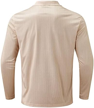חולצות פולו רוכסן דסודן לגברים, שרירים מפוספסים סתיו שרוול ארוך חולצת טריקו רוכסן צוואר צוואר צוואר גולף מזדמן