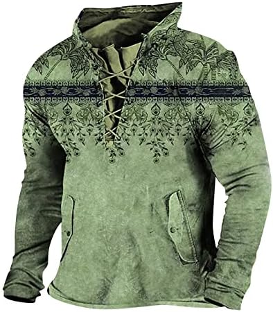 חולצות טריקו לגברים מערבית אצטקית פלוס גודל גודל סוודר סוודר אתני לחולצות גרפיקה קפוצ'ונים חולצה מזדמנים