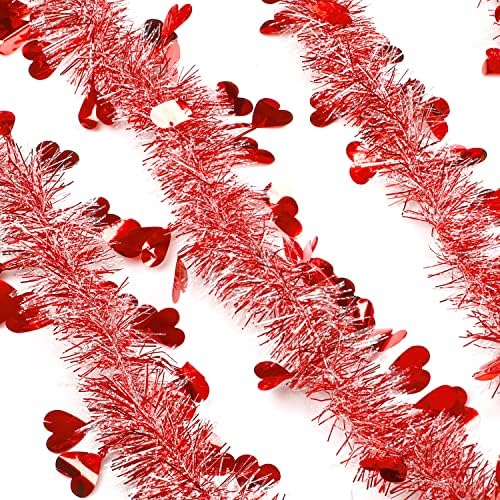 קימובר 33 רגל חג האהבה טינסל גרלנד, לב לבן אדום מתכת תלי
