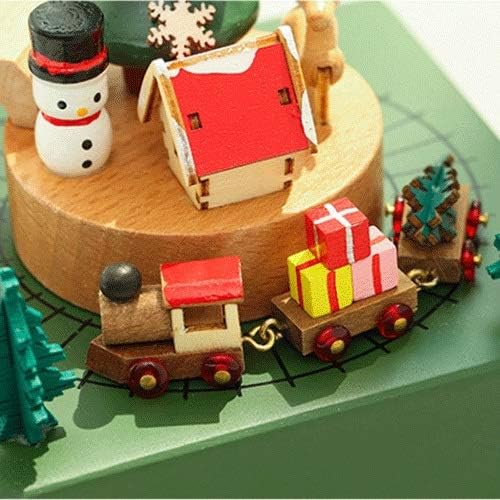 XJJZS קרוסלת עץ קופסת מוסיקה לחג המולד ילדה ילדה יום הולדת מתנה לקישוט בית רטרו קופסת קישוט
