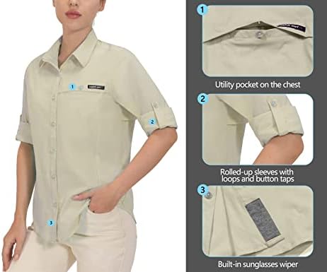 חמור קטן אנדי לנשים UPF 50+ חולצת הגנה על UV, חולצת טיול דיג עם שרוול ארוך נשימה, חורי אוויר טק אור