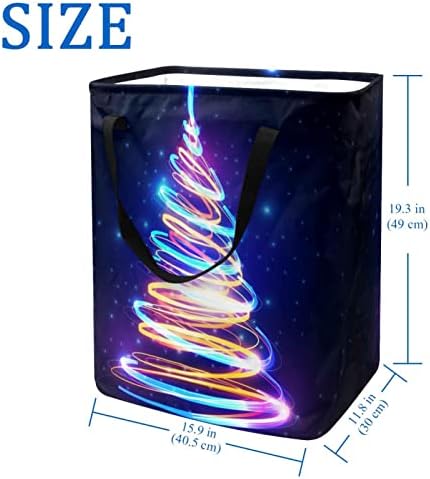 אורות צבעוניים הדפסת עץ חג המולד סל כביסה מתקפל, 60 ליטר עמיד למים סלי כביסה סל כביסה צעצועי אחסון לחדר שינה