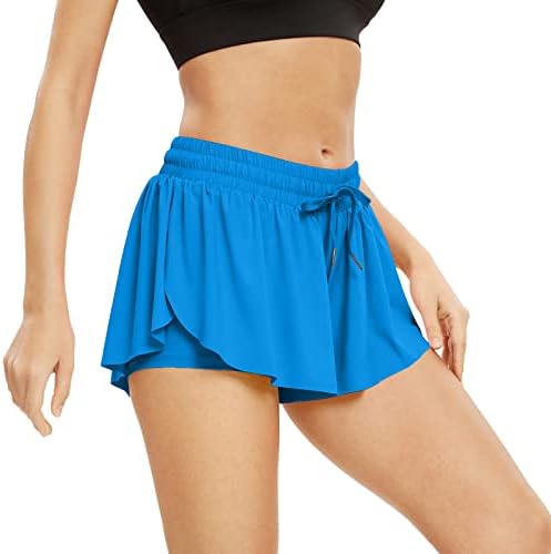 זורם ספורט מכנסיים קצרים לנשים כושר יוגה אימון ריצה אופנוען ספנדקס פרפר טניס חצאיות חמוד בגדי קיץ