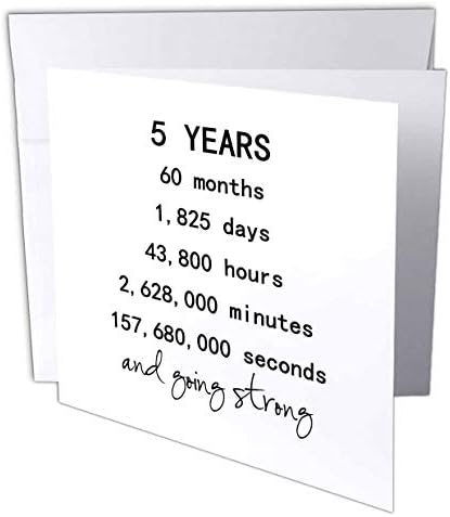 3רוז 5 שנים בחודשים ימים שעות דקות שניות יום נישואין הולך חזק-כרטיס ברכה, 6 על 6 אינץ
