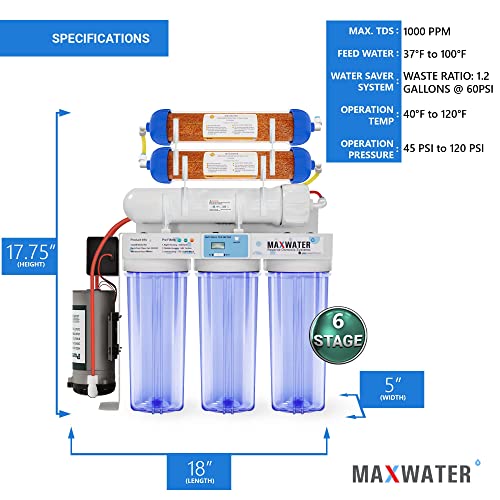 מקסימום מים 6 שלב 50 מערכת סינון מים רודי + מד מים + משאבת מאיץ לאקווריום