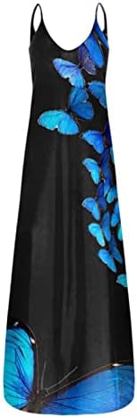 שמלות מקסי של זפרבובה מזדמנת לנשים שמלות קיץ עם כיסים צבע בלוק נגד צוואר ספגטי רצועות שמלות ארוכות שמלות.