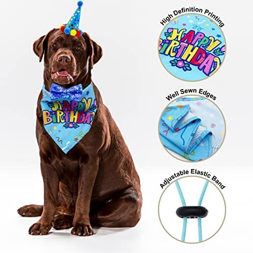 כלב יום הולדת בנדנה צעיף וכלב ילד ילדה מסיבת יום הולדת כובע עם חמוד כלב עניבת פרפר צווארון כלב