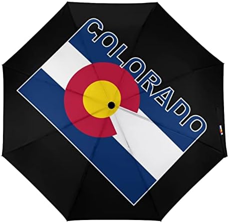 דגל מדינת קולורדו 3 קפלים מטריית נסיעות נגד אולטרה סגול מטריות אטומות לרוח מטרייה פתוחה אוטומטית