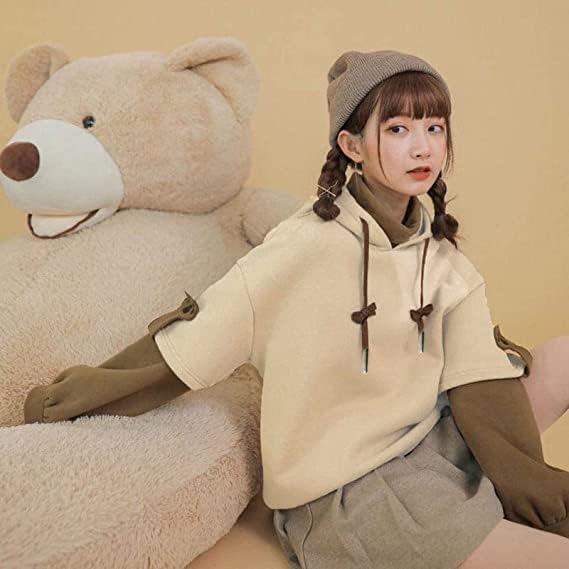 דוב הסווטשרט עבור נשים בנות קוספליי בעלי החיים חולצות טלאים מזויף 2 חתיכה בסוודרים עם חמוד אישיות תיק