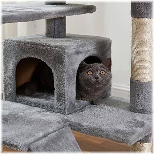 חתול מגדל, 52.76 סנטימטרים חתול עץ עם סיסל גירוד לוח, חתול טיפוס לעמוד עם מרופד פלטפורמה, 2 יוקרה