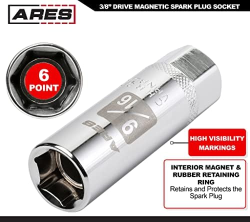 ARES 11021-9/16 אינץ 'כונן 3/8 אינץ' כונן מגנטי שקע מצעק - מגנט חזק שומר על מצתים - פלדת ונדיום כרום מטופלת בחום