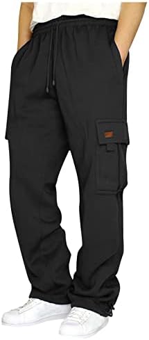 גברים של סרבל עם שרוך רב כיס מזדמן טיולים מכנסיים כותנה אימון מטען מכנסיים לגברים