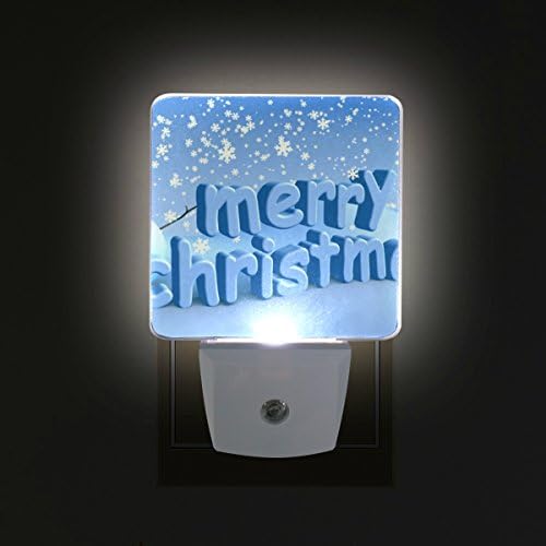 2 מחשב התוספת הוביל לילה אורות עם חג שמח בחורף שלג מנורות לילה עם חשכה לשחר חיישן לבן אור מושלם עבור