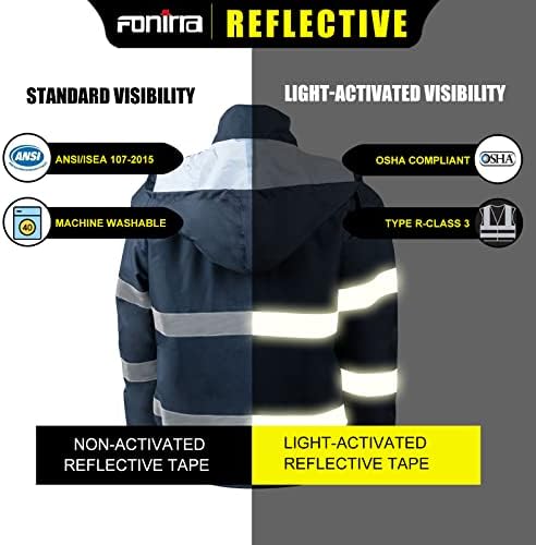 מעילי בטיחות נראות נראות גבוהה של Fonirra לגברים עם אניה פליס, ANSI Class 3 ז'קט מפציץ עמיד