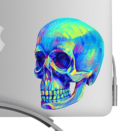 גולגולת אנושית יפהפיה מדבקות בגודל 5 אינץ ' - בצבע מלא פוסט אימפרסיוניסט מדבקות בסגנון צבוע - מתאים לכל ה- MacBooks,
