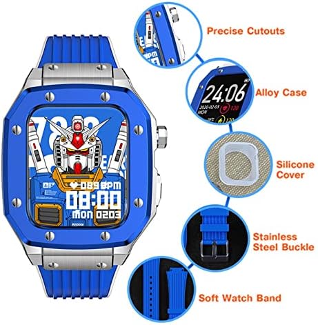 מארז שעון סגסוגת Kanuz לסדרת Iwatch See Cover עבור Apple Watch Series 8 7 6 5 44 45 ממ גומי מתכת יוקרתי גומי