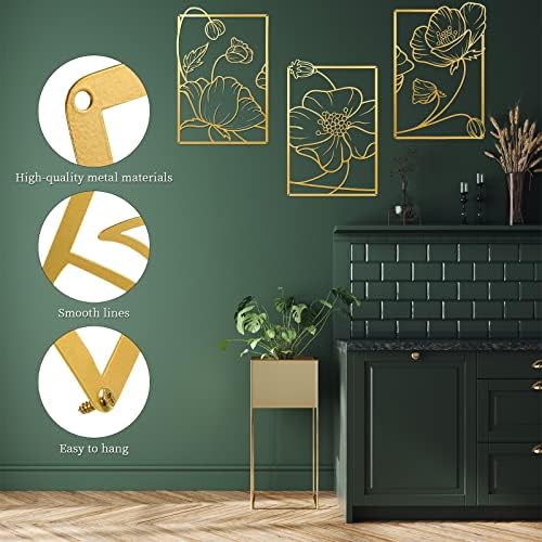 Mixweer 3 PCS תפאורה קיר שחור זהב לסלון חדר שינה סלון קיר מתכת אמנות
