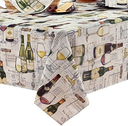 סוחר יין של Newbridge סוחר מקורה/חיצוני הדפסה מפת שולחן, עיצוב נושא יין איכותי איכות, קמט, עמיד