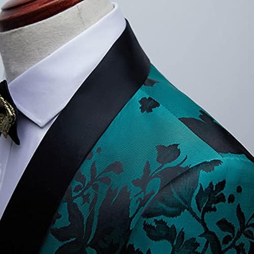 גברים ז'קט חליפת מסיבות פרחים יוקרה כפתור אחד חליפת הדפסה בלייזר מסוגנן של ג'קארד דש מסיבת חתונה