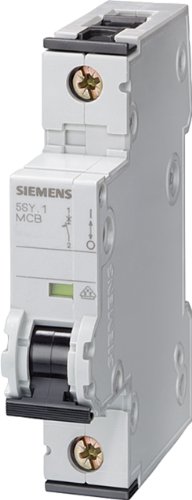 Siemens 5sy61046 מגן משלים, UL 1077 מדורג, מפסק מוט 1, 4 אמפר מקסימום, מאפיין מעלה B, רכבת DIN רכובה