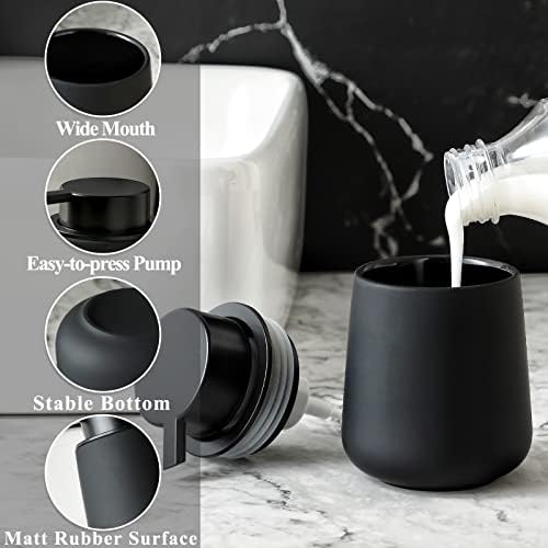 מתקן סבון שחור - מתקן סבון כלים של קרמיקה לחדר אמבטיה 12 חוזה מקצף מקציף למתקן סבון יד