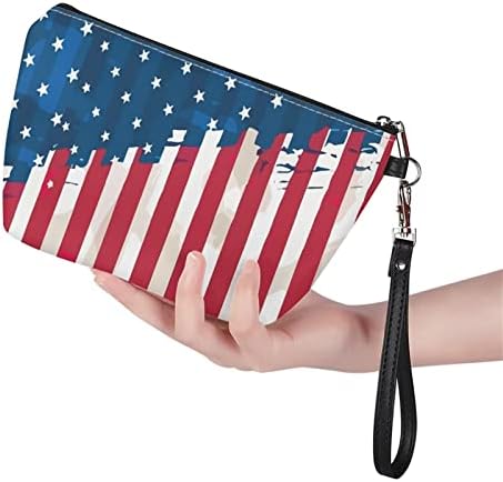 חדש אמריקאי דגל עיצובים קוסמטי תיק רוכסן סגירת מרווח קוסמטי תיק עמיד למים פאוץ נסיעות קטן מברשת מקרה עור