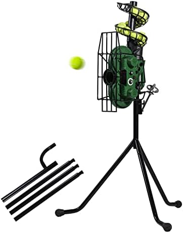 מכונת כדור טניס פרו 666 סיביות, 40 עד 68 מייל לשעה, זווית שיגור מתכווננת, מהירות וגובה, עם מזין כדור הניתן