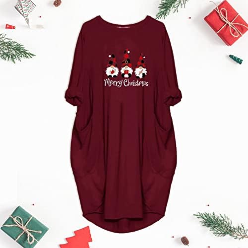 שמלות חג מולד לנשים 2022 פלוס גודל צוואר צוואר סנטה קלאוס שמלת Bodycon סקסית שמלת מקסי ארוכה לאורח