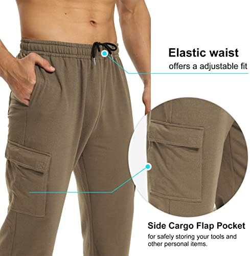 מכנסי טרנינג של דיבולונג גברים מכנסי טרנינג פתוחים תחתית רגל ישרה יוגה מכנסי זיעה מכנסיים אתלטים מזדמנים עם